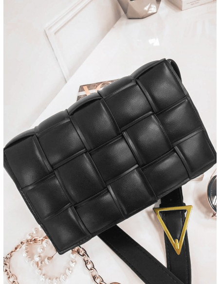 Torebka damska listonoszka pleciona - czarna