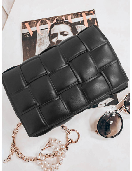 Torebka damska listonoszka pleciona - czarna