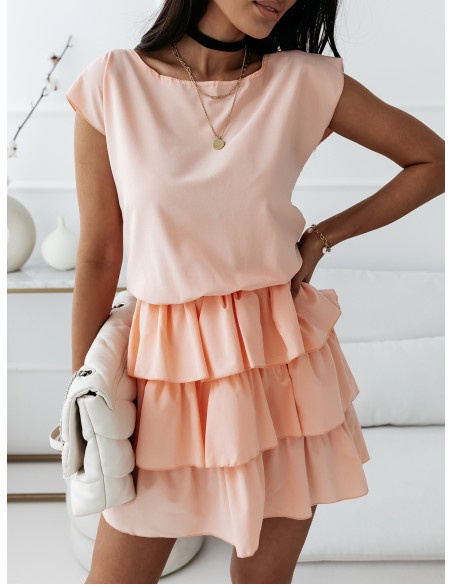 Mini sukienka z falbankami CLEO - brzoskwinia