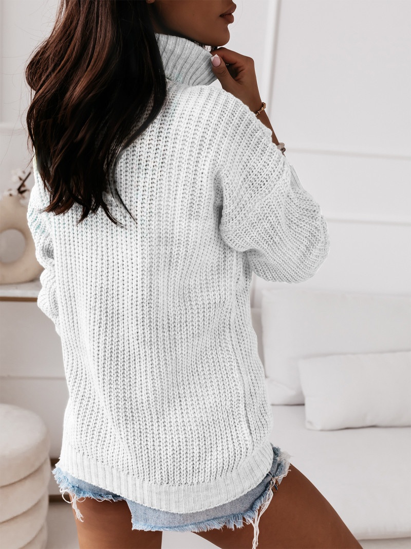 Pleciony sweter golf SONIA - biały