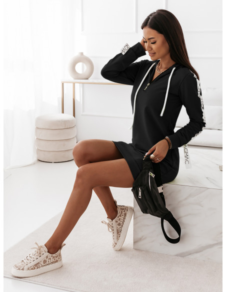 Dresowa sukienka z lampasami RAMONA - czarna