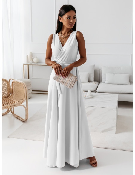 Maxi kopertowa sukienka EVENING - biała