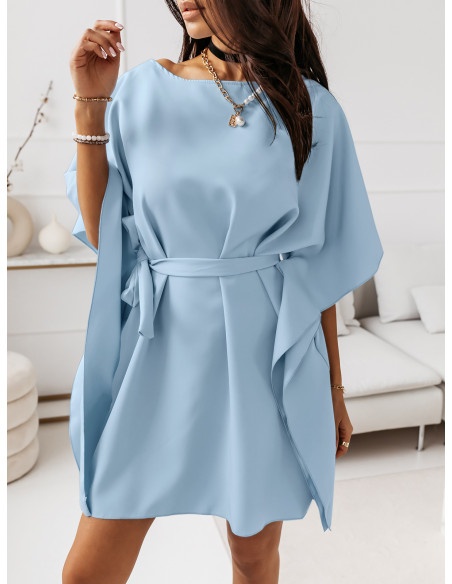 Narzutka sukienka tunika nietoperz - BEACH - błękitna