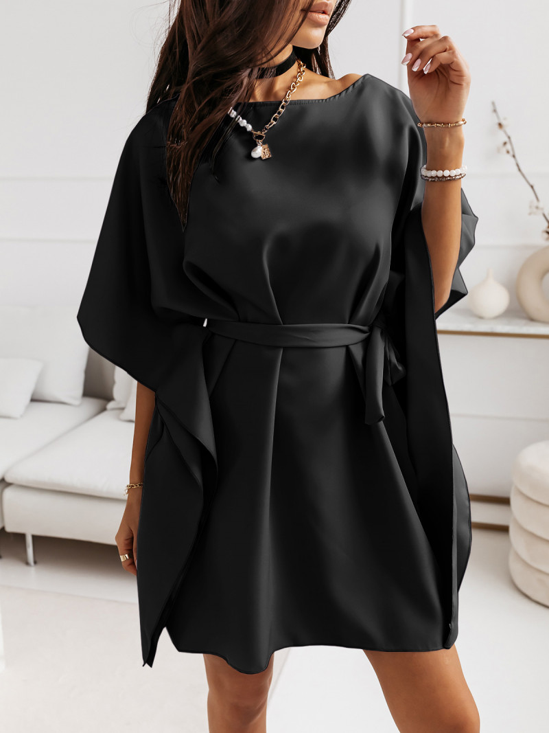 Narzutka sukienka tunika nietoperz - BEACH - czarna