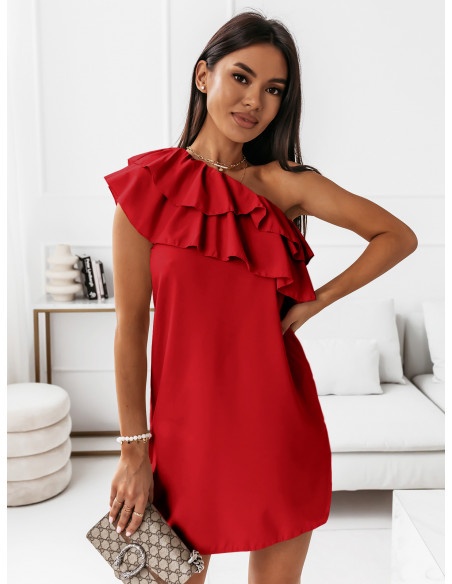 Mini sukienka na jedno ramię LIVIA - czerwona