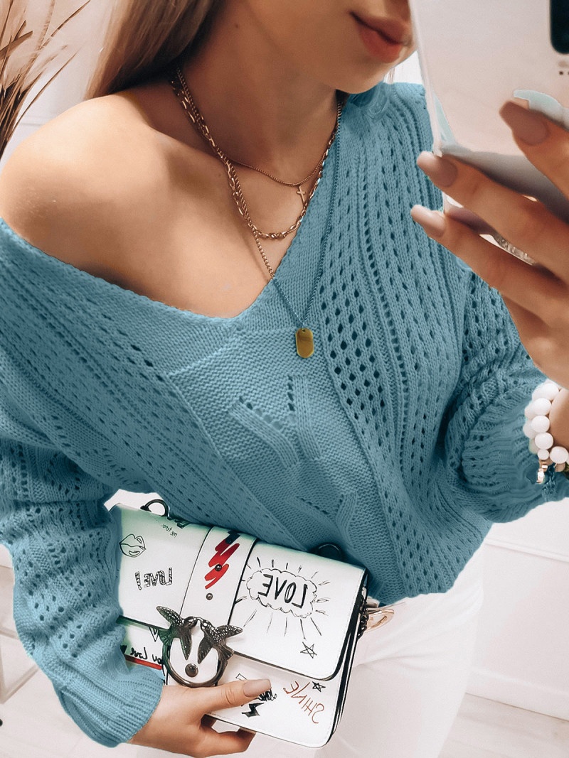 Ażurowy sweterek Adalina - błękitny