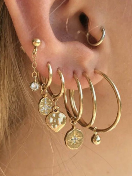 Złote kolczyki 7w1 nausznice