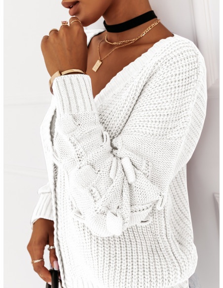 Oversizowy sweter z guzikami MANOLI - biały