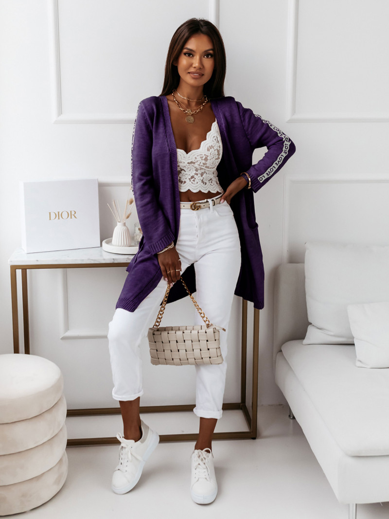 Kardigan z napisami na rękawach MARGO...