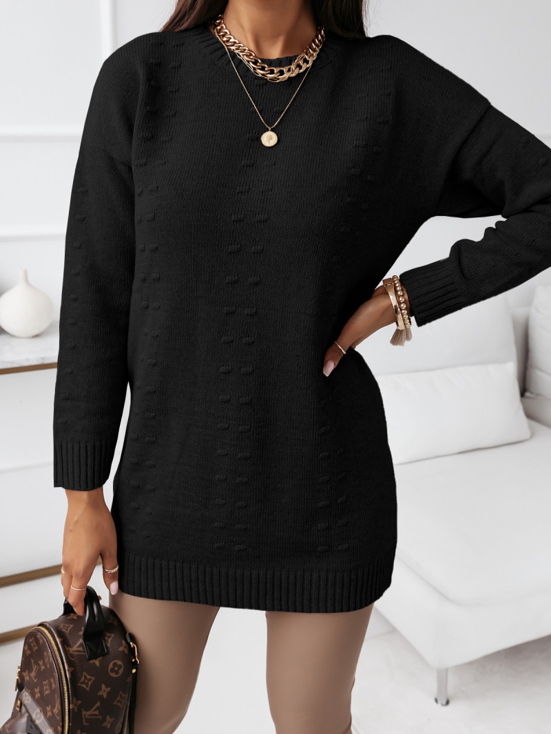 Modny sweter tunika - BIANCA - czarny
