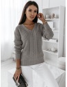 Pleciony sweter z dekoltem CASANDRA - szary