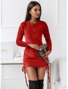 Welurowa sukienka z marszczeniem - BIANNA - czerwona