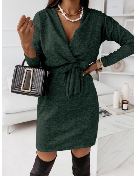 Sweterkowa sukienka KIRSTY - butelkowa zieleń