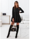 Trapezowa sukienka z falbankami LEXIE - czarna