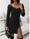 Prążkowana dopasowana sukienka - GAIA - czarna