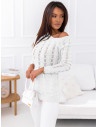 Ażurowy sweter na jedno ramię NASTALA - biały