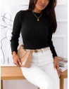 Klasyczny prążkowany sweter bluzka - BASIC - czarny