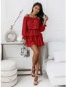 Rozkloszowana sukienka z falbanami ROMANTIC - czerwona