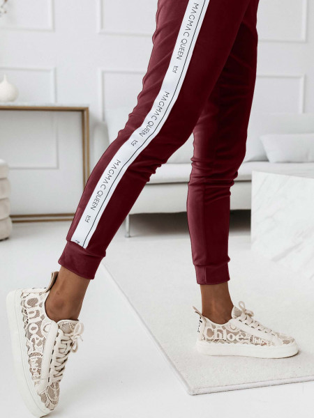 Welurowy dres spodnie + bluza VELVET - bordowy 2