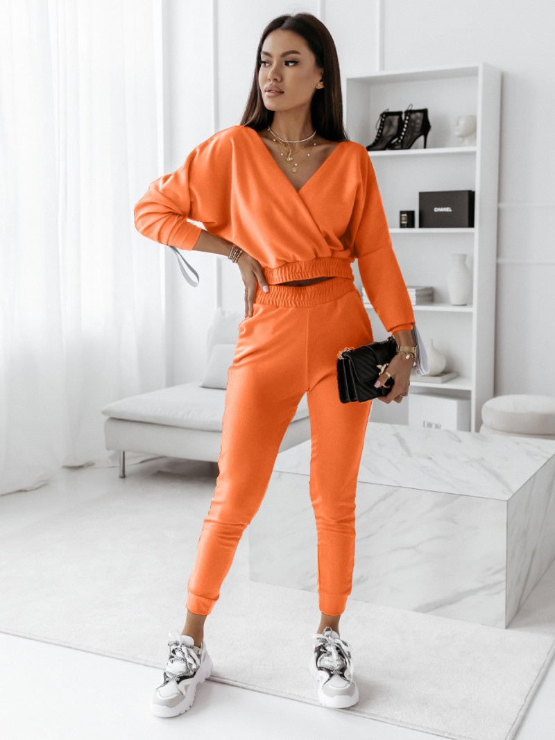 Komplet sportowy spodnie + bluza RIBBON - orange