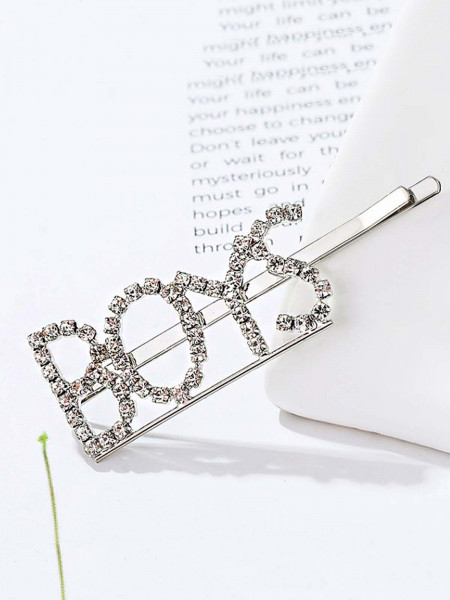 Wsuwka spinka do włosów napis kryształ BOYS - srebrna 2