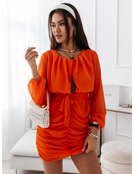 Szyfonowa sukienka z dekoltem - PILAR - orange