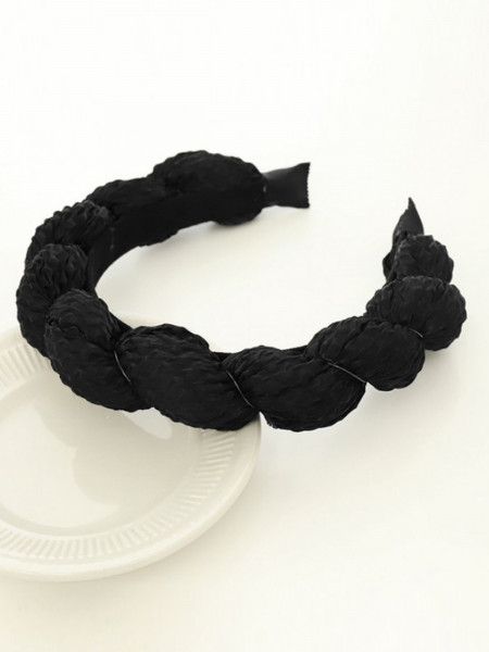 Opaska do włosów pleciona gruba - czarna