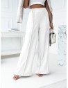 Eleganckie szerokie spodnie na kant - WIDE - białe