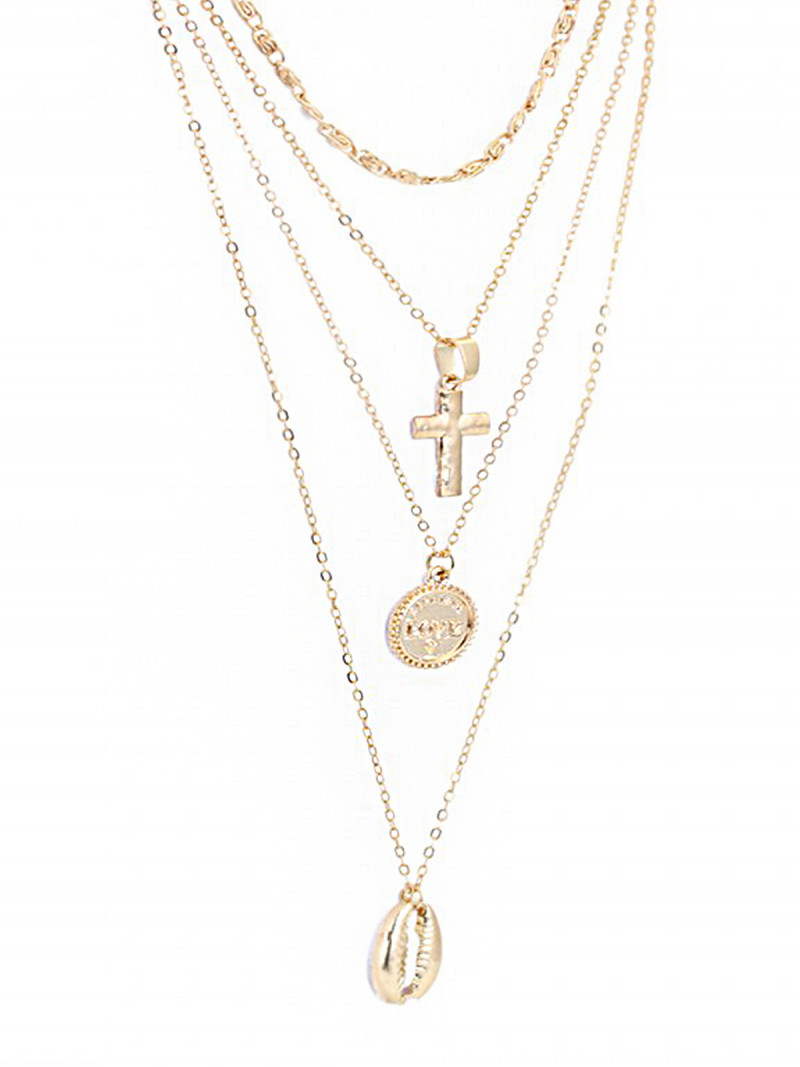 Delikatny długi naszyjnik multi - złoty