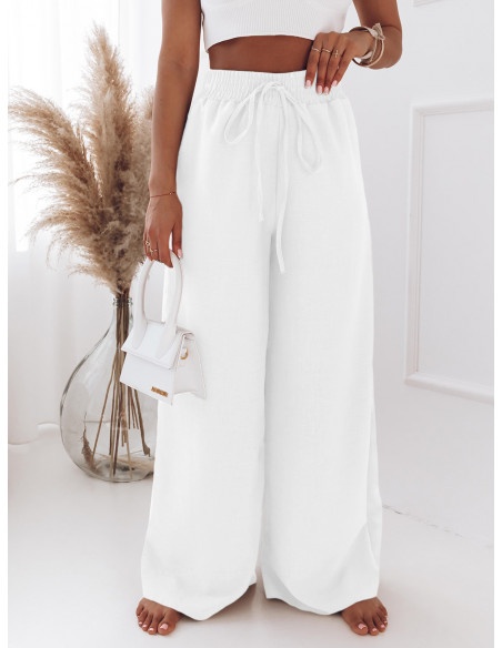 Eleganckie szerokie spodnie - ANCHO - białe