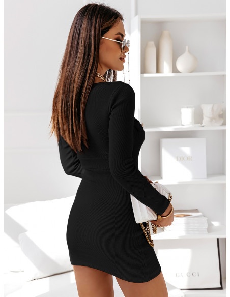 Dopasowana sukienka z guzikami - ANISSA - czarna
