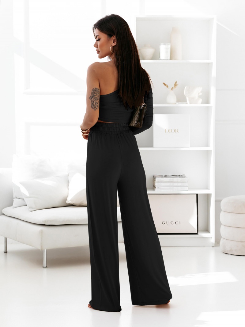 Stylowy komplet top i spodnie - CALIMA - czarny