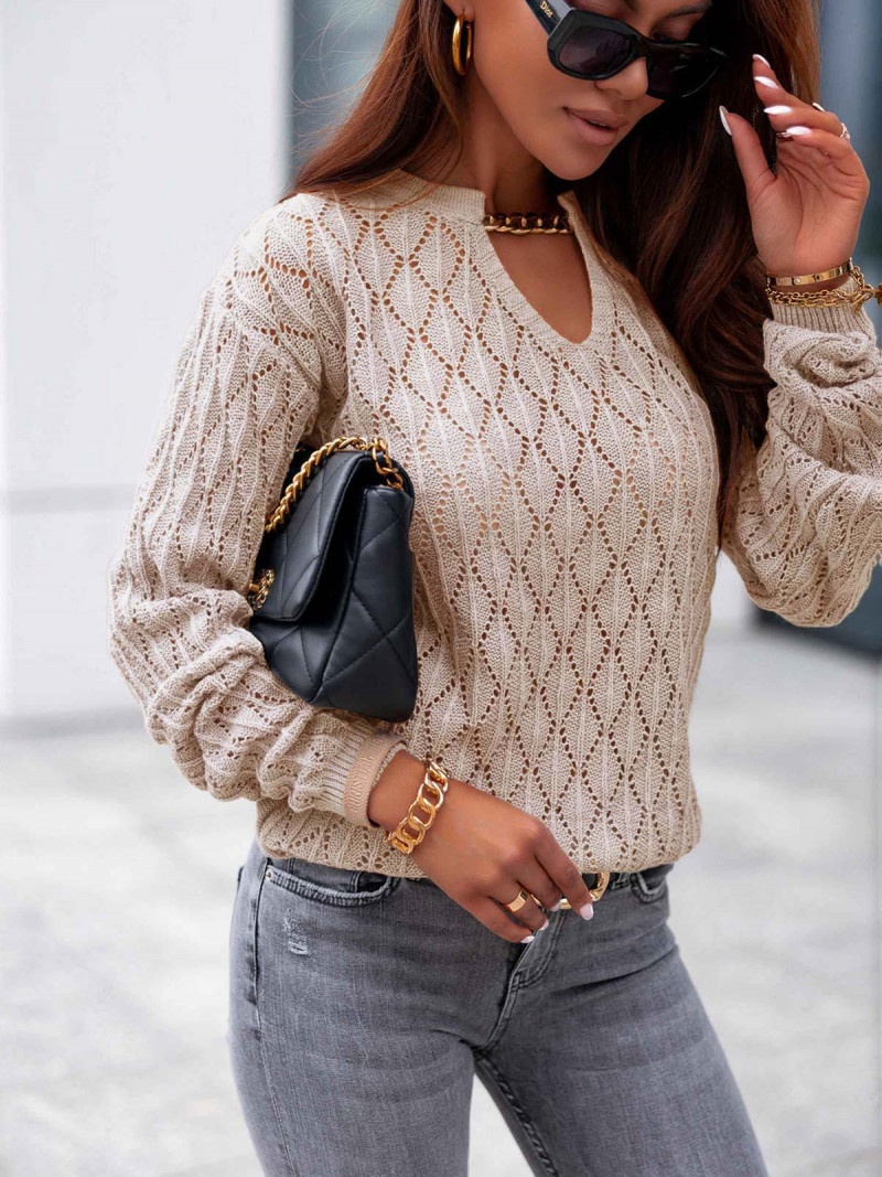 Ażurowy sweter z łańcuchem ANTALIA -...