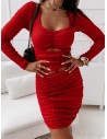 Sukienka z marszczeniem - CHICAGO - czerwona
