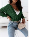 Ażurowy sweter z guzikami DULIE - butelkowa zieleń