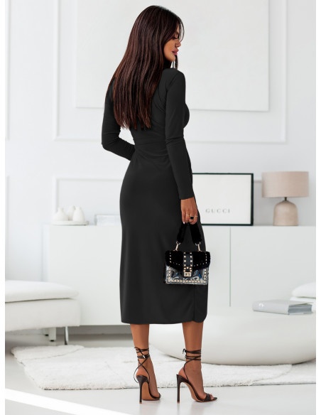 Wizytowa maxi sukienka z długim rękawem ELISSA - czarna