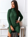 Sweterkowa sukienka tunika z golfem FASSA - butelkowa zieleń