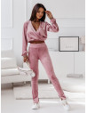 Welurowy dres komplet - GEMMA - brudny róż