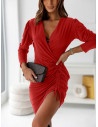 Sukienka z przekładanym dekoltem VILLANA - czerwona