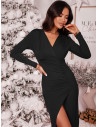 Asymetryczna sukienka z rozporkiem - SELENE - czarna