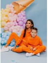 Welurowy komplet dresowy mama dziecko - FRU - orange