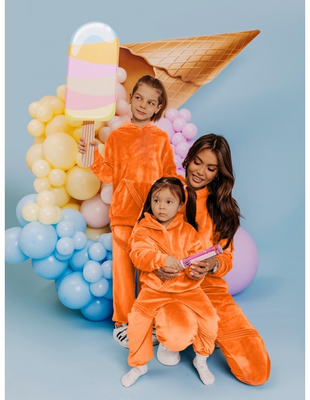 Welurowy komplet dresowy mama dziecko BALTO - orange