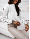Sweter z ozdobnym rękawem FRANKY - biały
