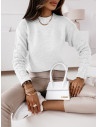 Sweter z ozdobnym rękawem CONCHA - biały