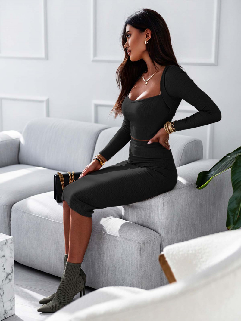 Prążkowany komplet crop top i...