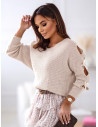 Pleciony sweter z rozcięciami - MONA - beżowy