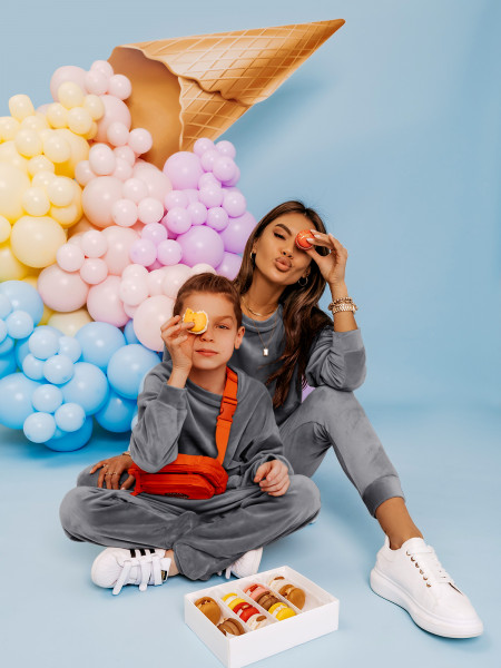 Welurowy dres dziecięcy DIEGO - szary 2