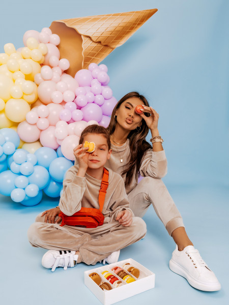 Welurowy dres dziecięcy DIEGO - beżowy