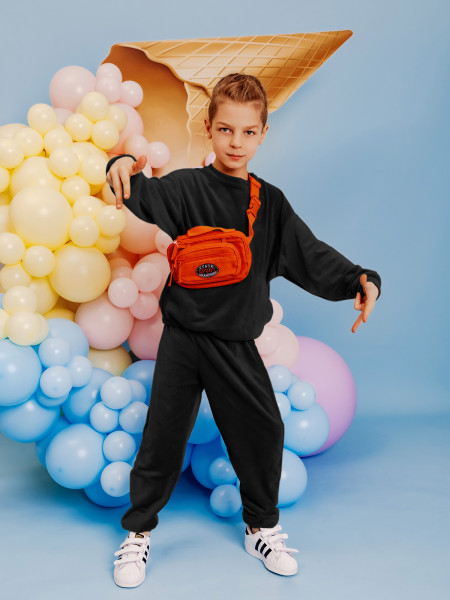 Welurowy dres dziecięcy DIEGO - czarny