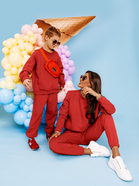 Komplet dresowy mama dziecko PUMBA - czerwony